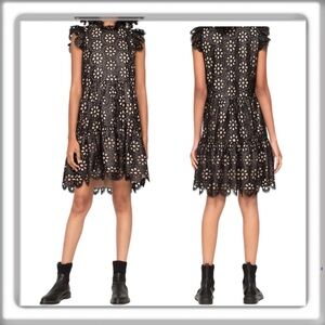 Sea New York The Shelby Sequin Eyelet Lined Dress Black Above Knee Size 2 XS NEW